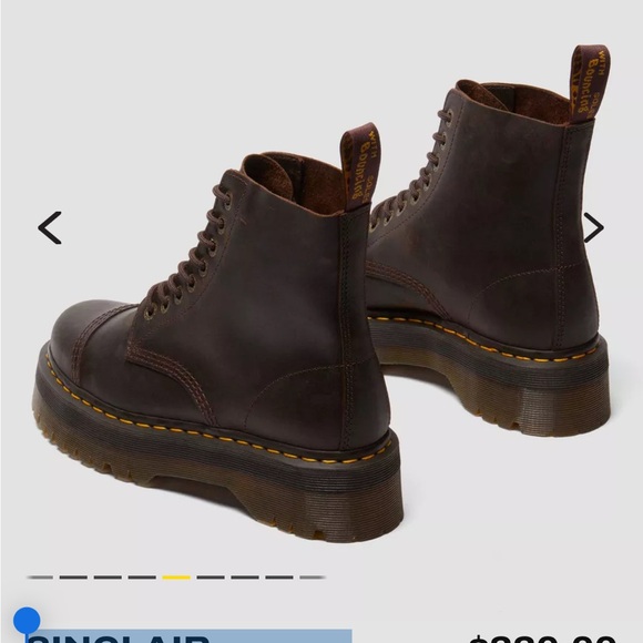 Dr. Martens SINCLAIR Crazy Horse Leather Platform Boots Dark Brown - Picture 3 of 10